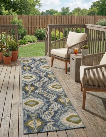 2' 7 x 12' Easy-Clean Modern Indoor / Outdoor Runner Rug