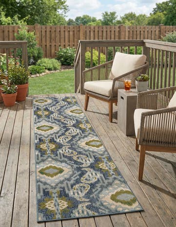 2' 7 x 12' Easy-Clean Modern Indoor / Outdoor Runner Rug