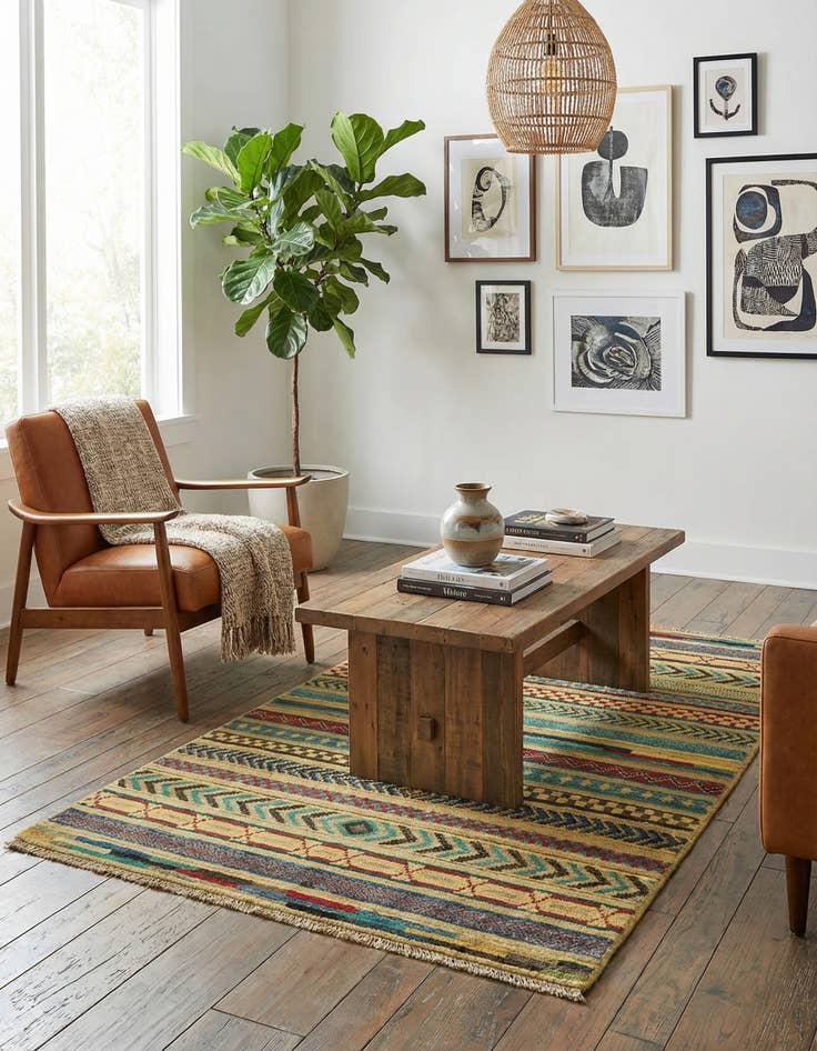 Detail image of 2' 7 x 4' 3  Hand Knotted Modern Ziegler Rug