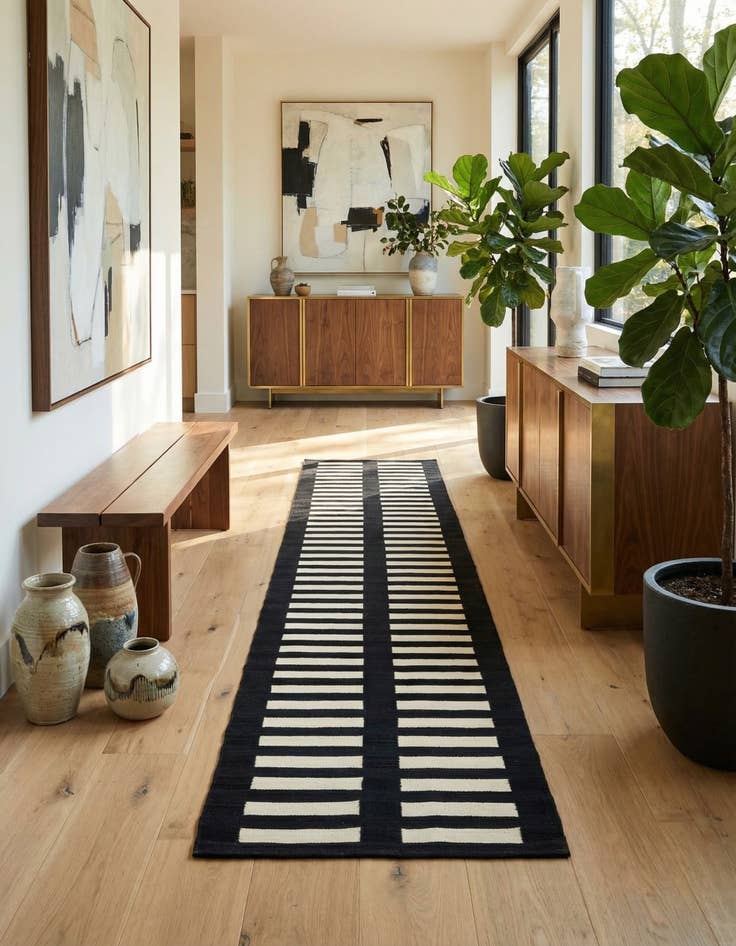 Detail image of 2' 5 x 10' 2  Hand Woven Kilim Modern Wool Runner Rug