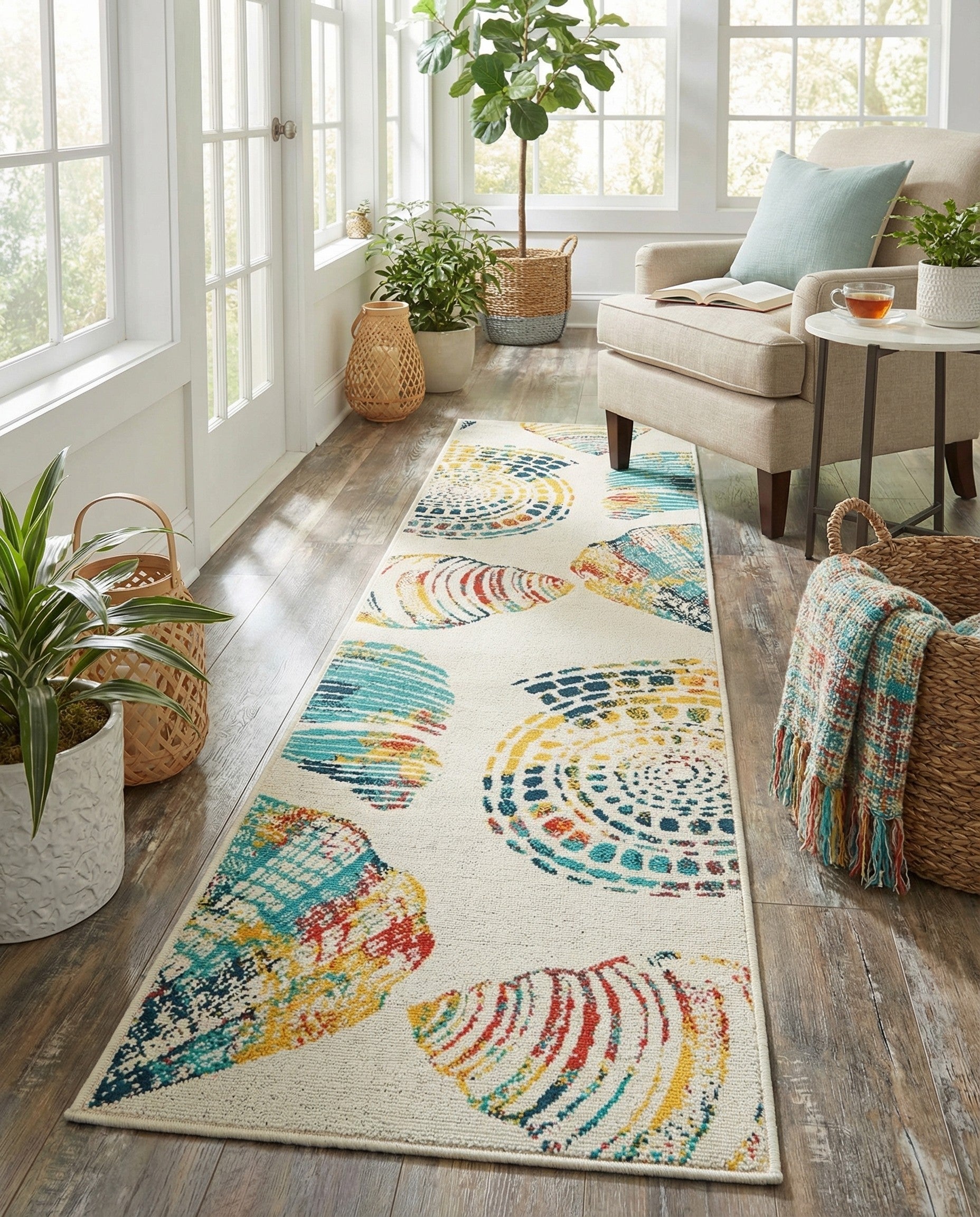 2' x 8' Easy-Clean Coastal Indoor / Outdoor Runner Rug