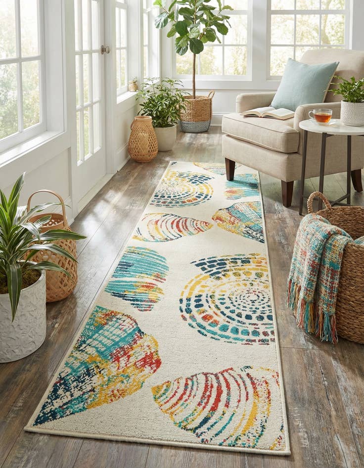 Detail image of 2' x 8'  Washable Coastal Indoor / Outdoor Runner Rug