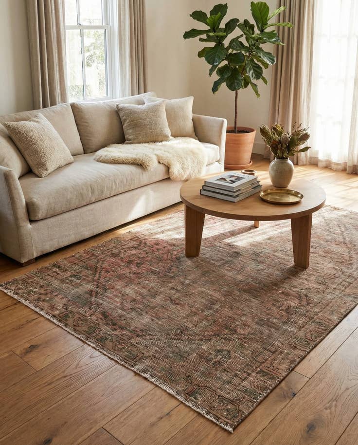 Detail image of 4' 8 x 6' 2 Hand Knotted Ultra Vintage Persian Wool Rug