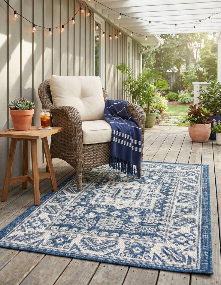Detail image of  2' x 3'  Washable Aztec Indoor / Outdoor Rug