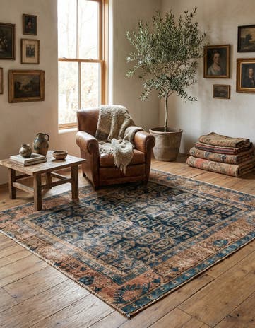 4' 10 x 5' 8 Hand Knotted Ultra Vintage Persian Wool Square Rug