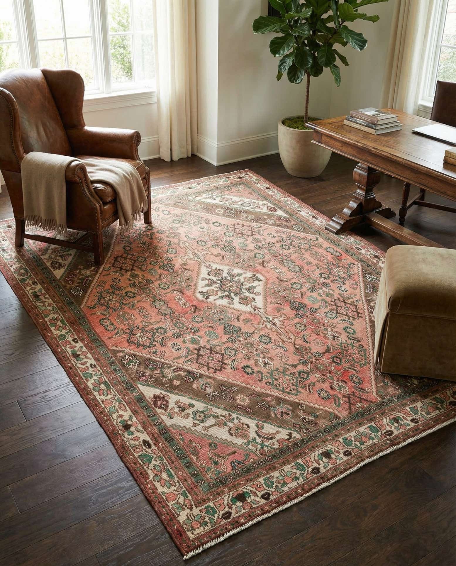 6' 8 x 9' 3 Hand Knotted Ultra Vintage Persian Wool Rug