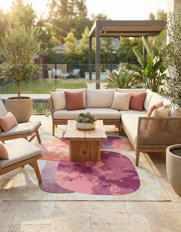 Detail image of 5' 3 x 7' 6  Washable Modern Indoor / Outdoor Rug