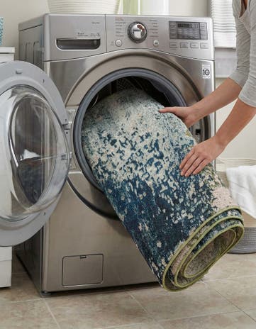 Blue Washable Casablanca Oval Rug