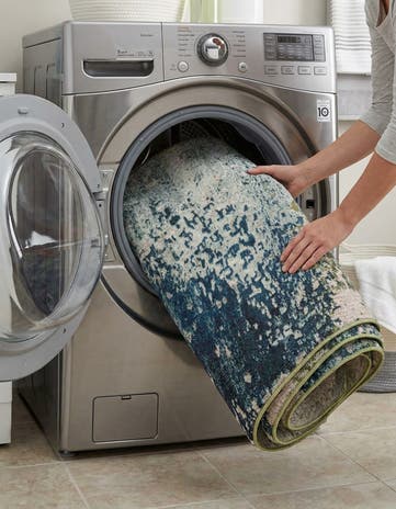 Blue Washable Casablanca Oval Rug