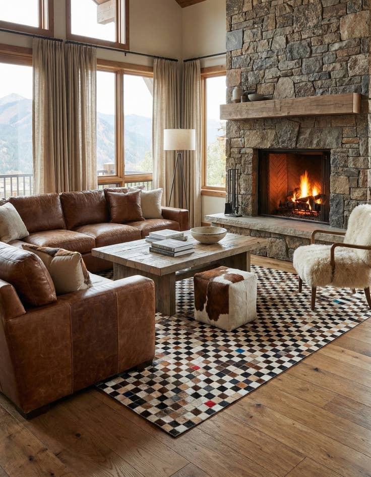 Detail image of 5' 1 x 8' Cowhide Stocks Rug