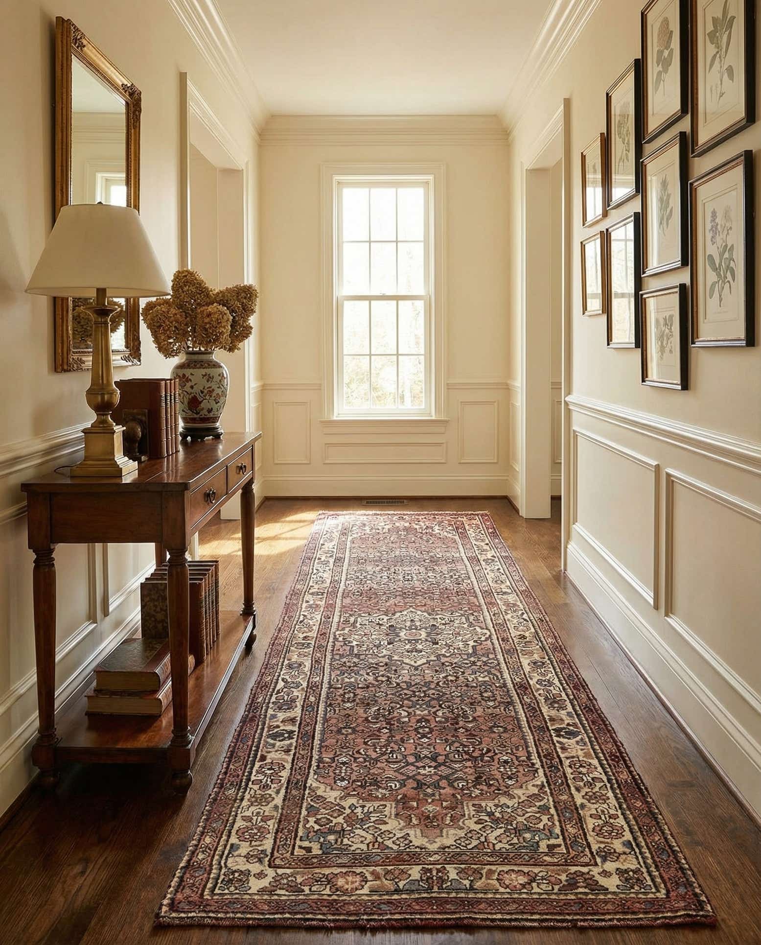 3' 8 x 11' 4 Hand Knotted Hossainabad Persian Wool Runner Rug