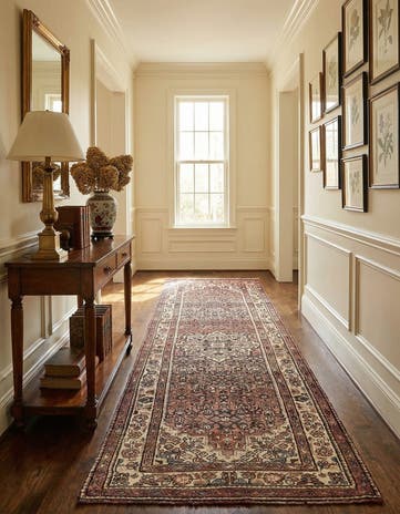 3' 8 x 11' 4 Hand Knotted Hossainabad Persian Wool Runner Rug