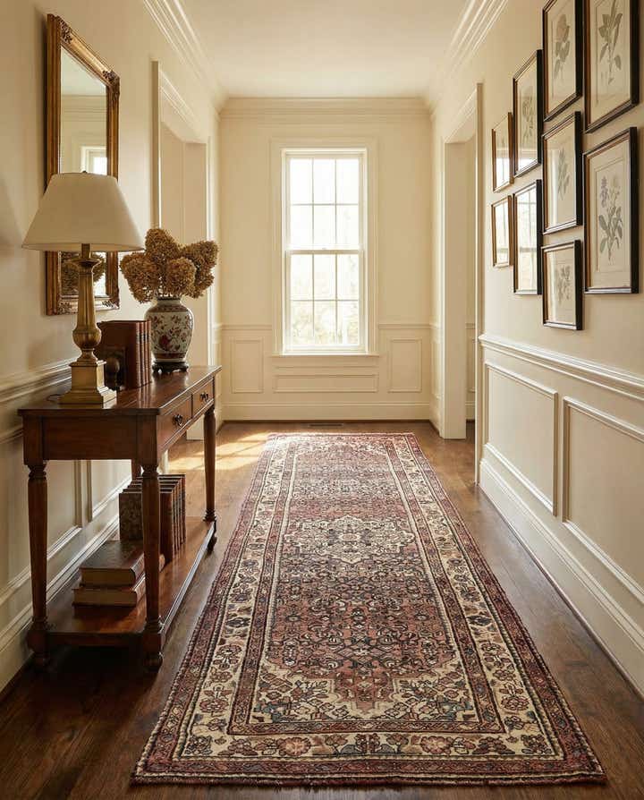 3' 8 x 11' 4 Hand Knotted Hossainabad Persian Wool Runner Rug