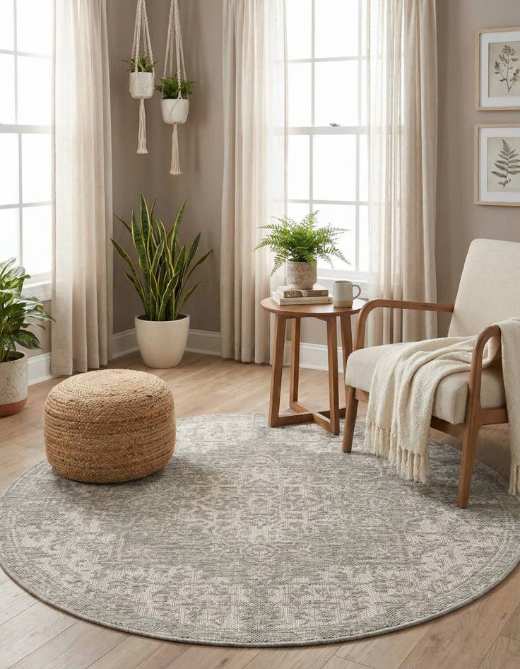 Detail image of 4' x 4'  Washable Jill Zarin Dubai Indoor / Outdoor Round Rug