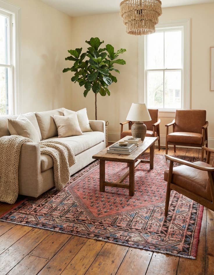 Detail image of 4' 5 x 6' 6  Hand Knotted Ultra Vintage Persian Wool Rug