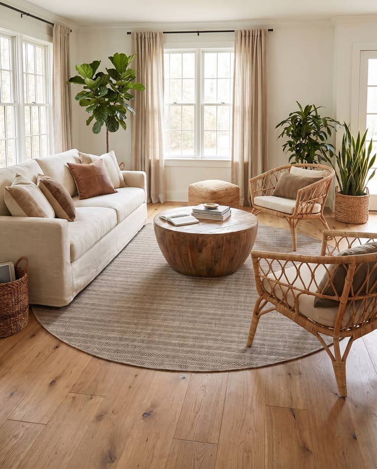 Detail image of 7' 10 x 10' Easy-Clean Striped Indoor / Outdoor Oval Rug