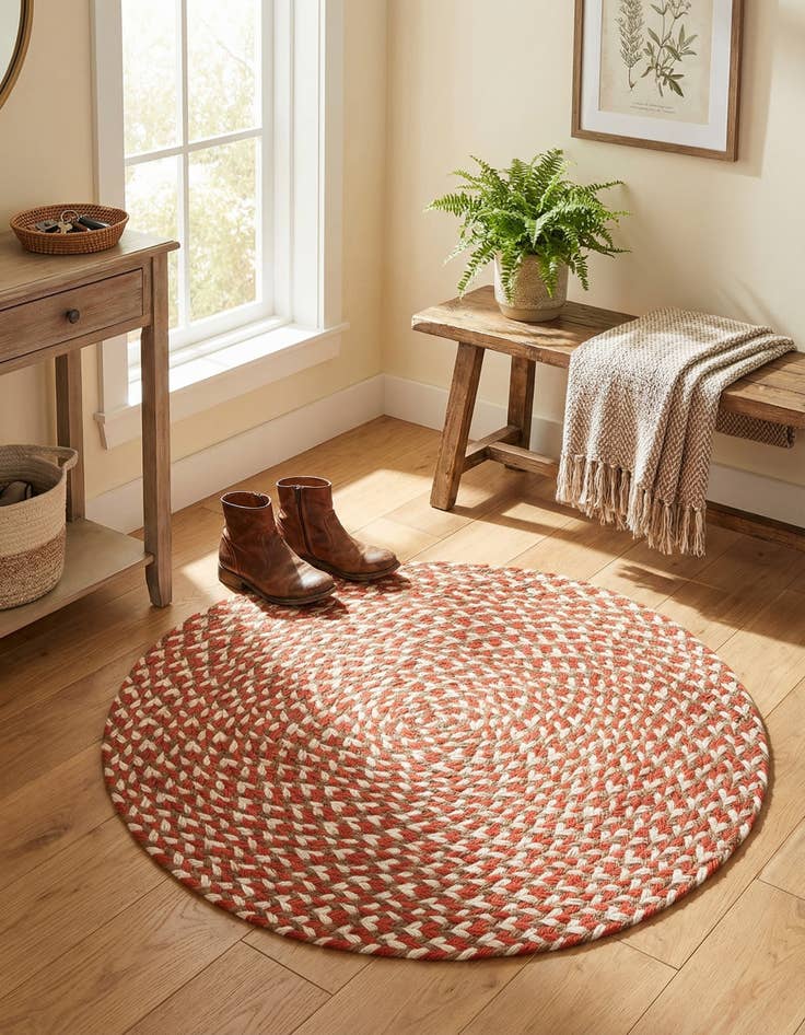 Detail image of  2' x 2'  Hand Tweed Braided Jute Round Rug
