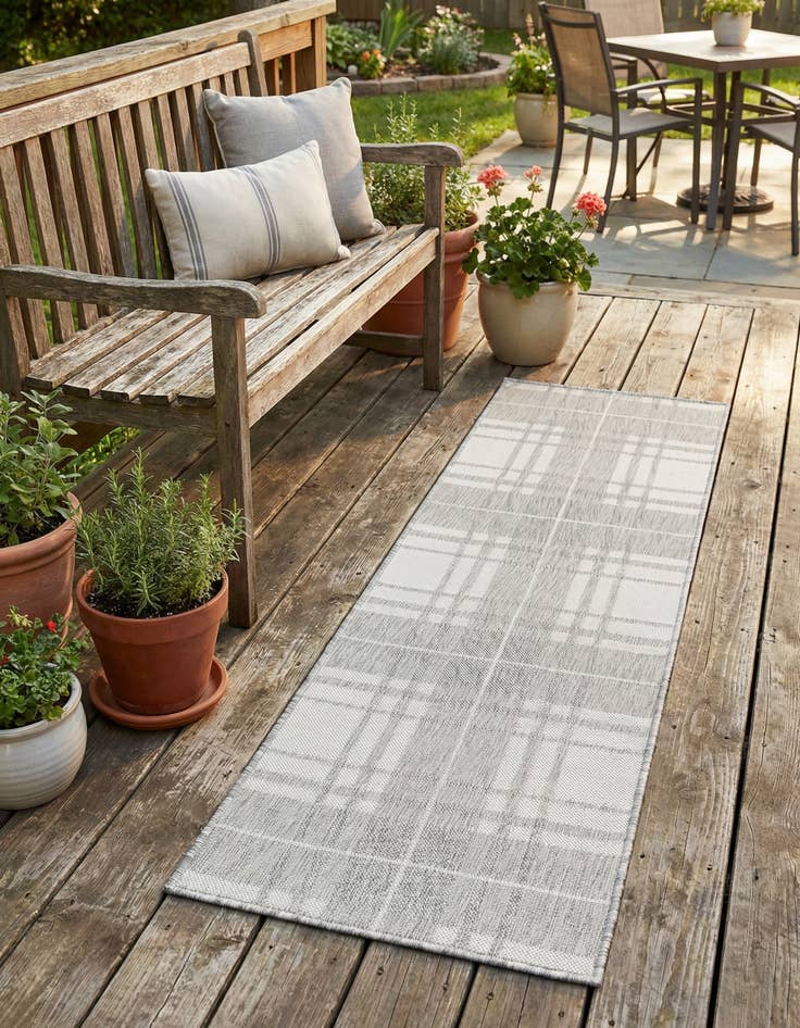 Detail image of 2' x 6' Easy-Clean Checkered Indoor / Outdoor Runner Rug