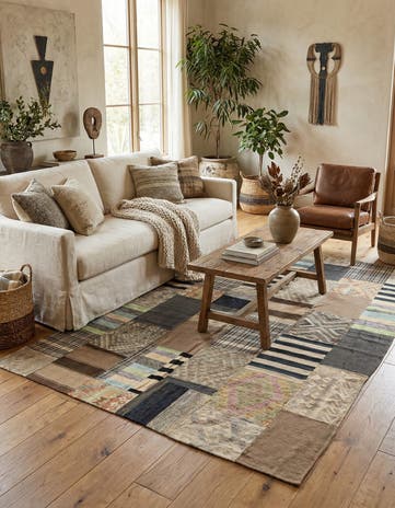 6' 5 x 9' 6 Hand Woven Kilim Patchwork Wool Rug
