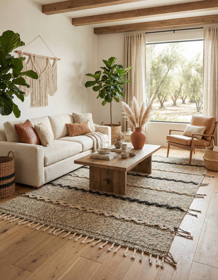 Detail image of 6' 8 x 10' 2  Hand Knotted Moroccan Wool Rug