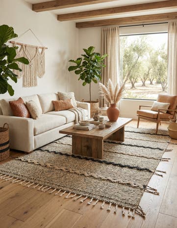 6' 8 x 10' 2 Hand Knotted Moroccan Wool Rug