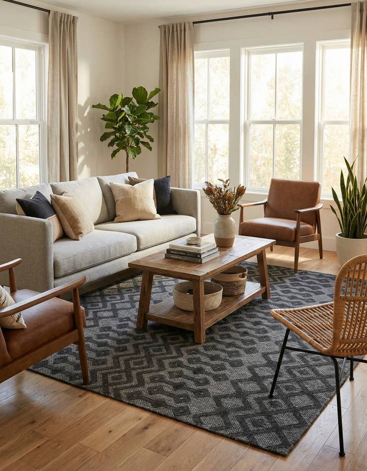 Detail image of 7' 10 x 7' 10  Washable Trellis Textured Indoor / Outdoor Square Rug