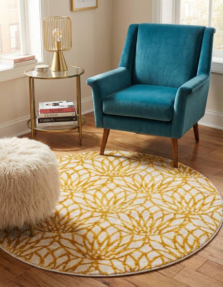 Detail image of 3' x 3'  Marilyn Monroe™ Glam Dahlia Round Rug