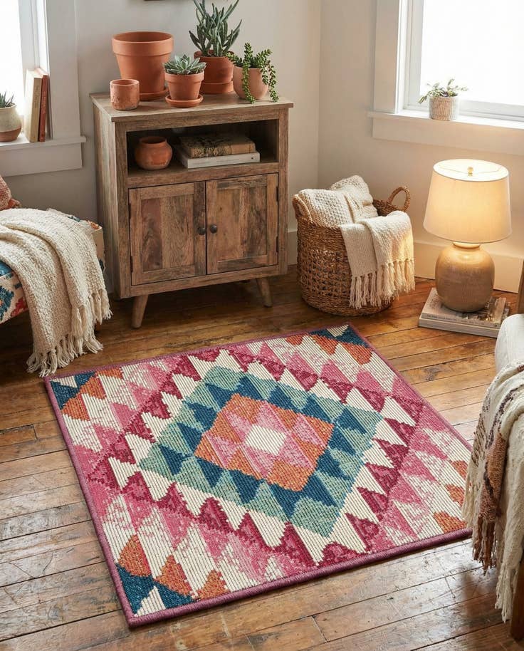 Detail image of 1' 4 x 1' 4 Easy-Clean Southwestern Indoor / Outdoor Sample Rug