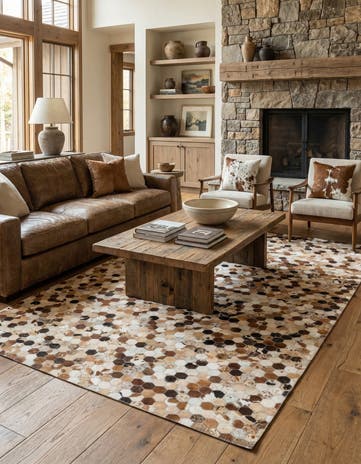 5' 1 x 8' Cowhide Leather Rug