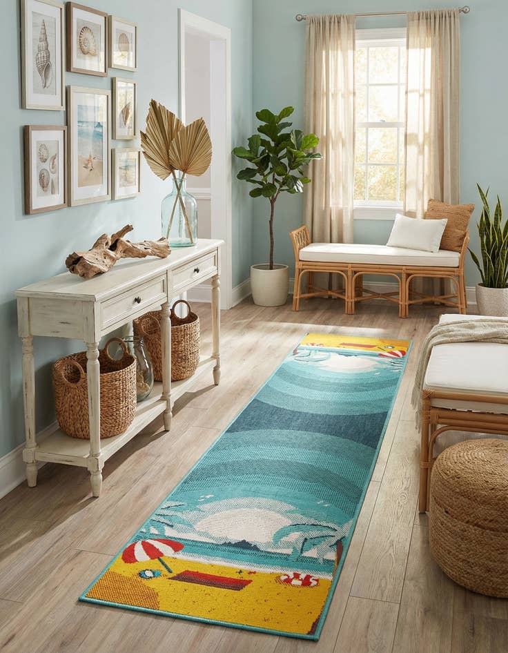 Detail image of 2' x 8' Easy-Clean Coastal Indoor / Outdoor Runner Rug
