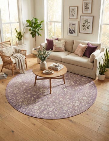 Purple Modern Classical Round Rug