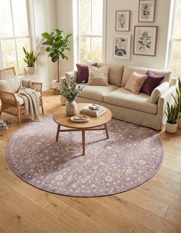 Purple Modern Classical Round Rug