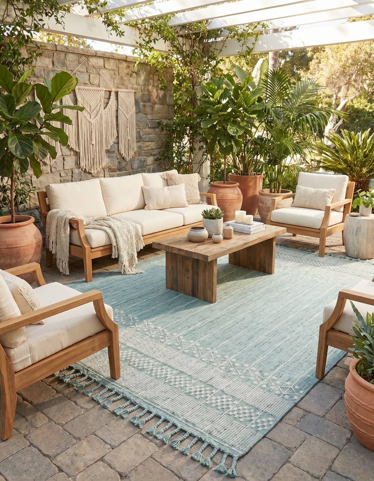 Detail image of 9' x 12' Easy-Clean Eco Bohemian Indoor / Outdoor Rug