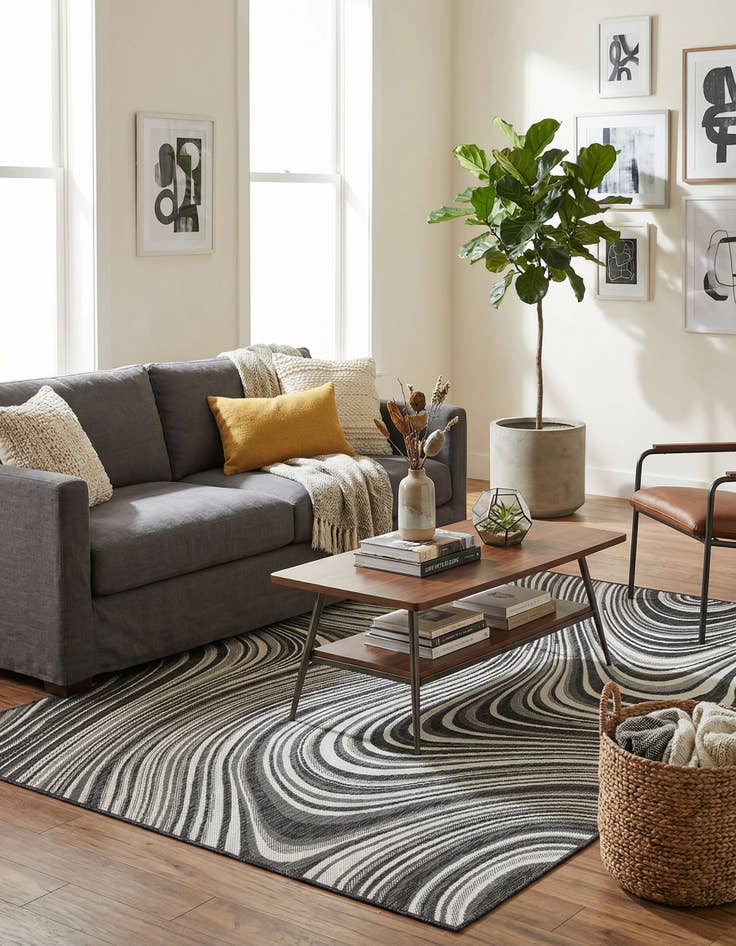 Detail image of 4' x 6'  Washable Modern Indoor / Outdoor Rug