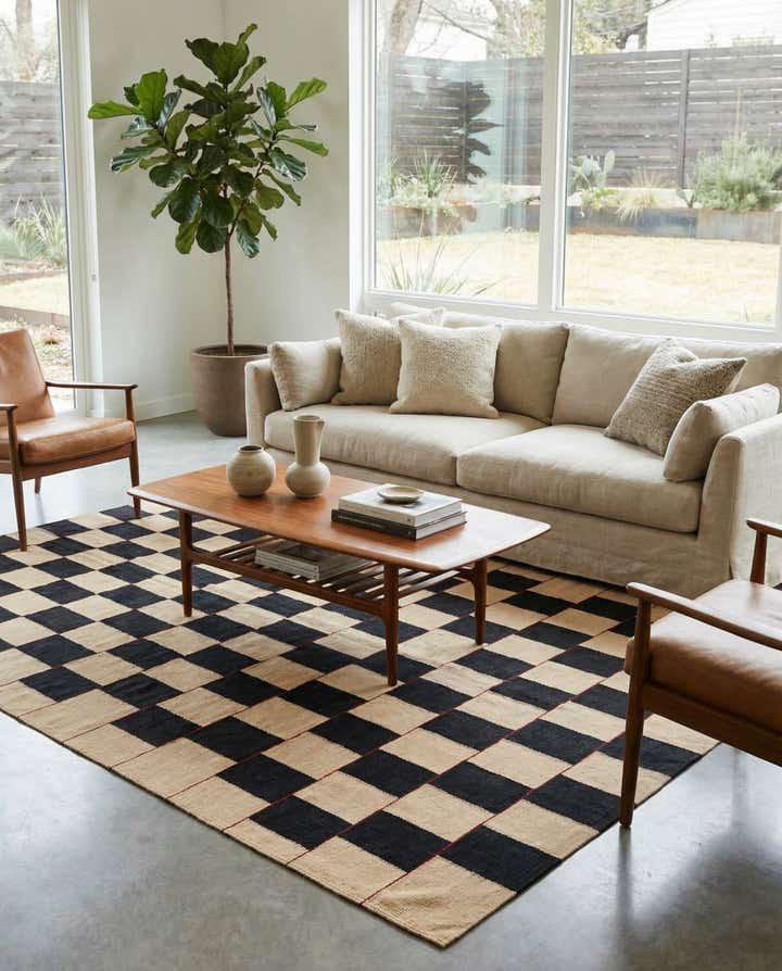 7' x 9' 7 Hand Woven Kilim Modern Wool Rug