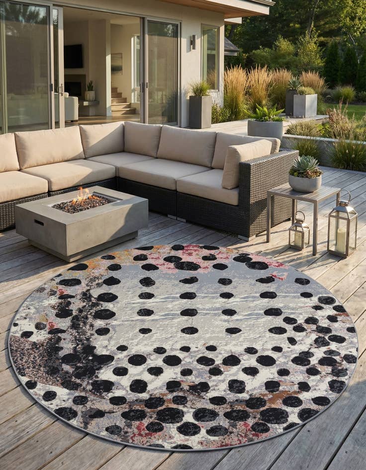 Detail image of 10' x 10'  Washable Modern Indoor / Outdoor Round Rug