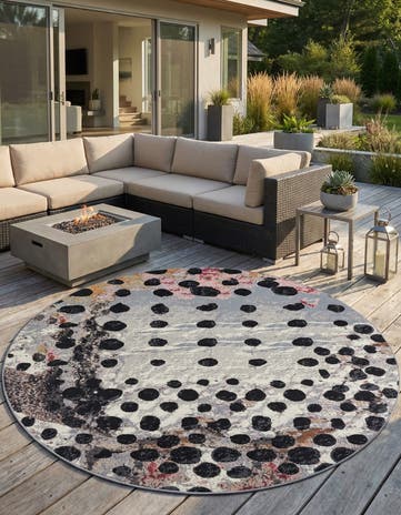 10' x 10' Easy-Clean Modern Indoor / Outdoor Round Rug