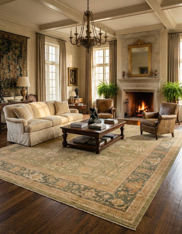 Detail image of 10' x 13'  Hand Knotted Peshawar Ziegler Oriental Rug