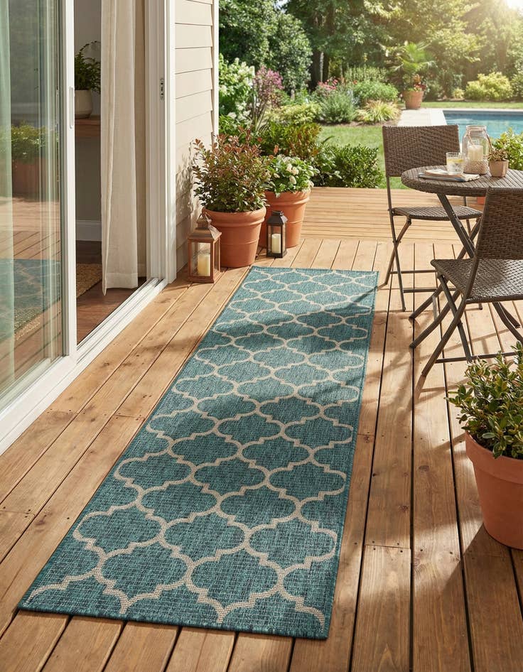Detail image of 2' 7 x 12' Easy-Clean Trellis Indoor / Outdoor Runner Rug