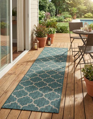 2' 7 x 12' Easy-Clean Lattice Indoor / Outdoor Runner Rug