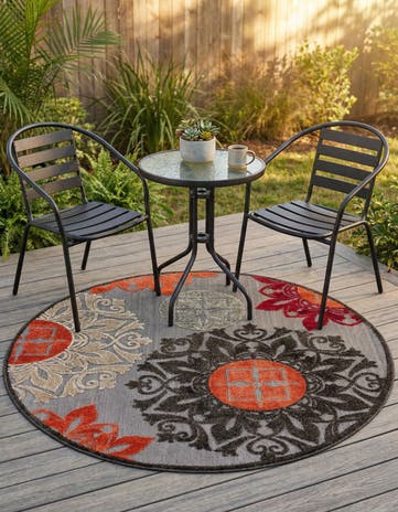 Brown Easy-Clean Modern Indoor / Outdoor Round Rug