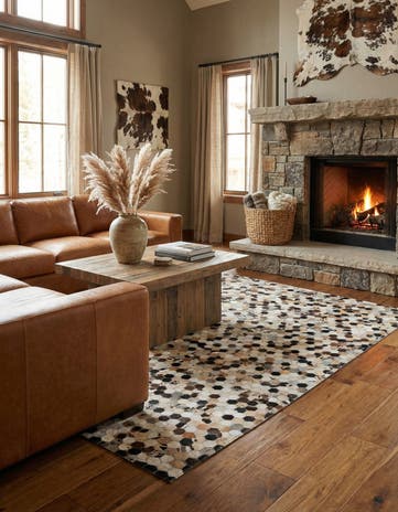 5' 1 x 8' Cowhide Leather Rug