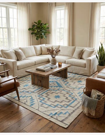 6' x 7' 6 Hand Woven Kilim Modern Wool Rug