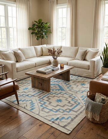 6' x 7' 6 Hand Woven Kilim Modern Wool Rug