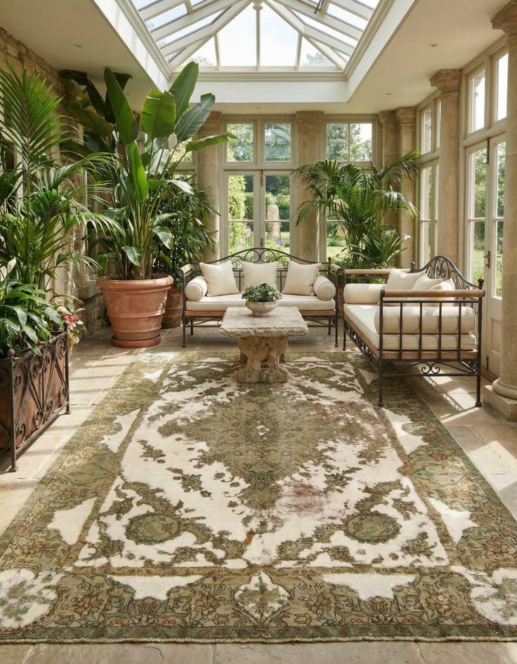 Detail image of 7' 4 x 10' 9  Hand Knotted Vintage Royal Persian Wool Rug