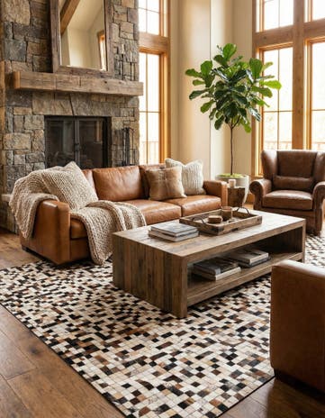 8' 2 x 10' Cowhide Leather Rug