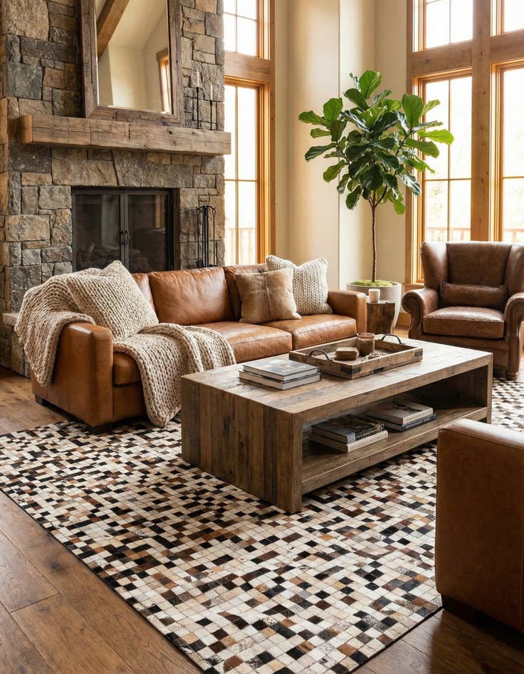 Detail image of  8' 2 x 10' Cowhide Leather Rug