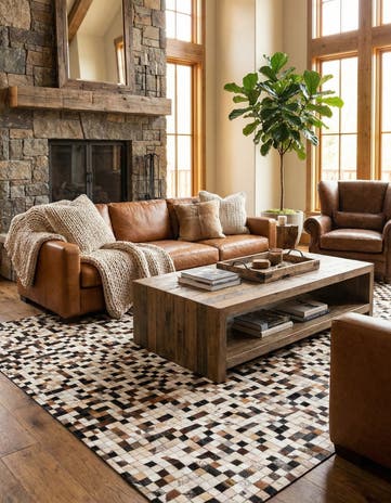 8' 2 x 10' Cowhide Leather Rug
