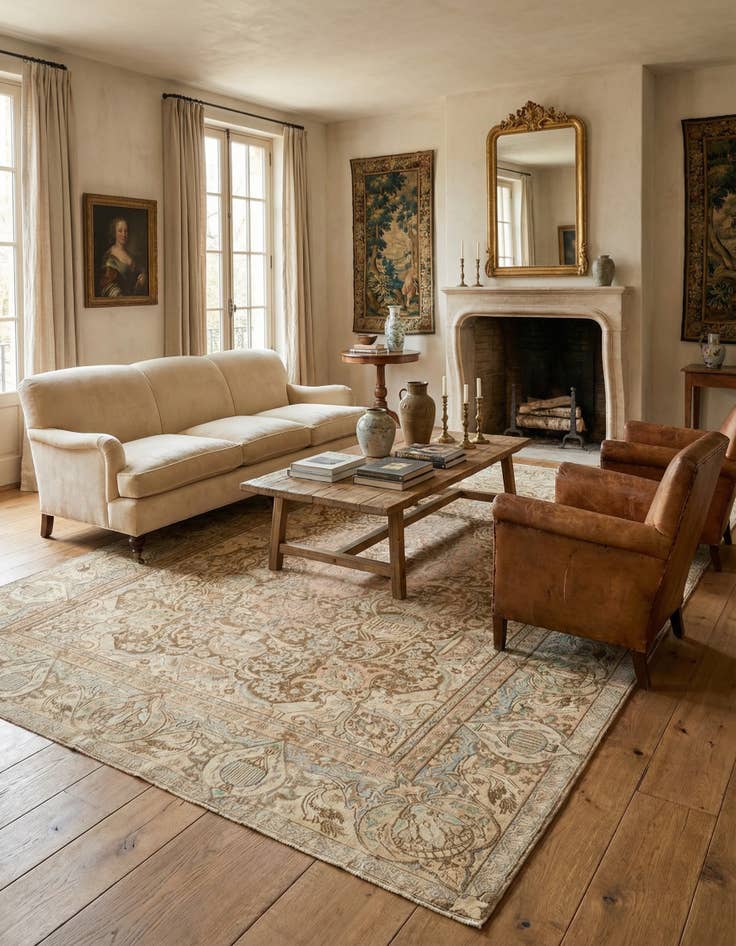 Detail image of 9' 7 x 12' 3 Hand Knotted Ultra Vintage Persian Wool Rug