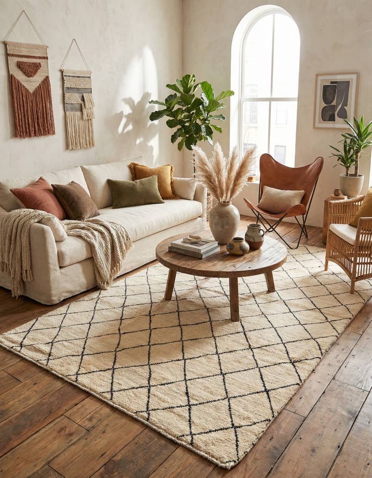 Detail image of  5' 3 x 7' 8  Hand Knotted Moroccan Wool Rug